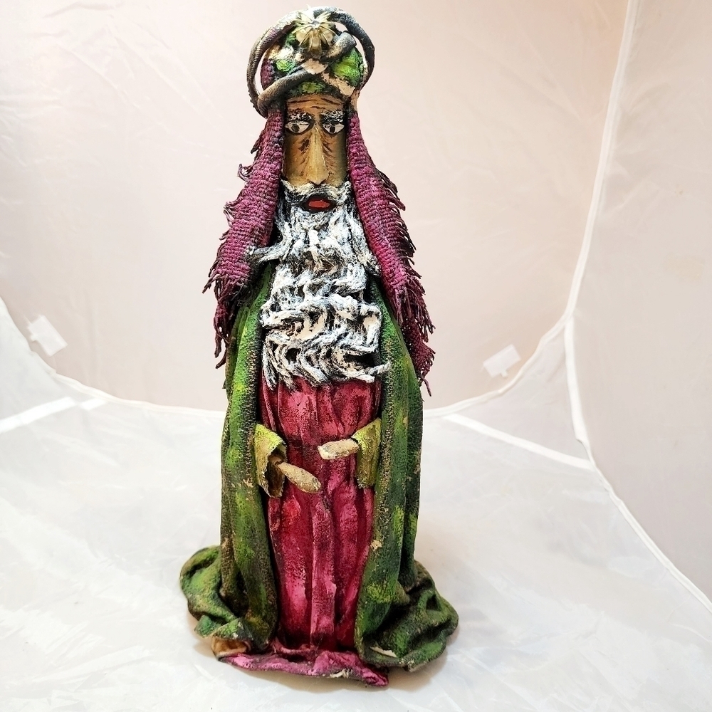 Vintage Wiseman Christmas Nativity Replacement Wine Bottle Paint Fabric Handmade